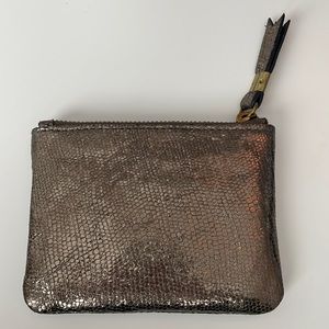 Madewell Small Zip Pouch in Metallic Leather